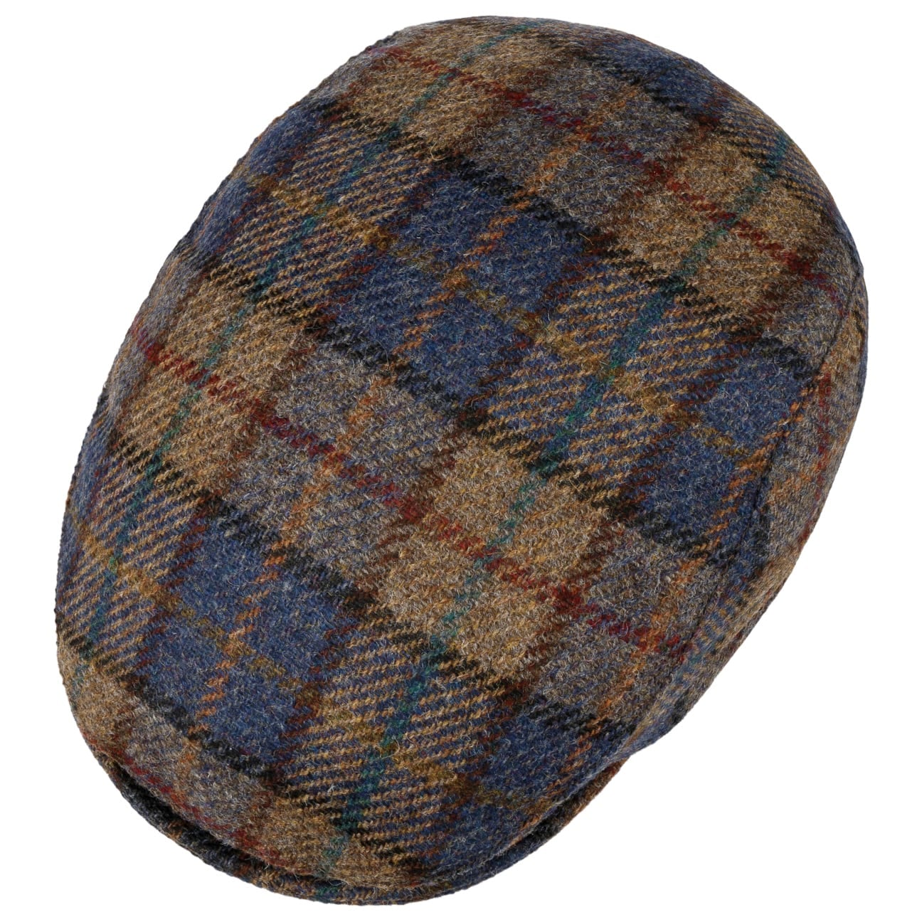 Frankie Soft Check Shetland Flat Cap blau-beige 3