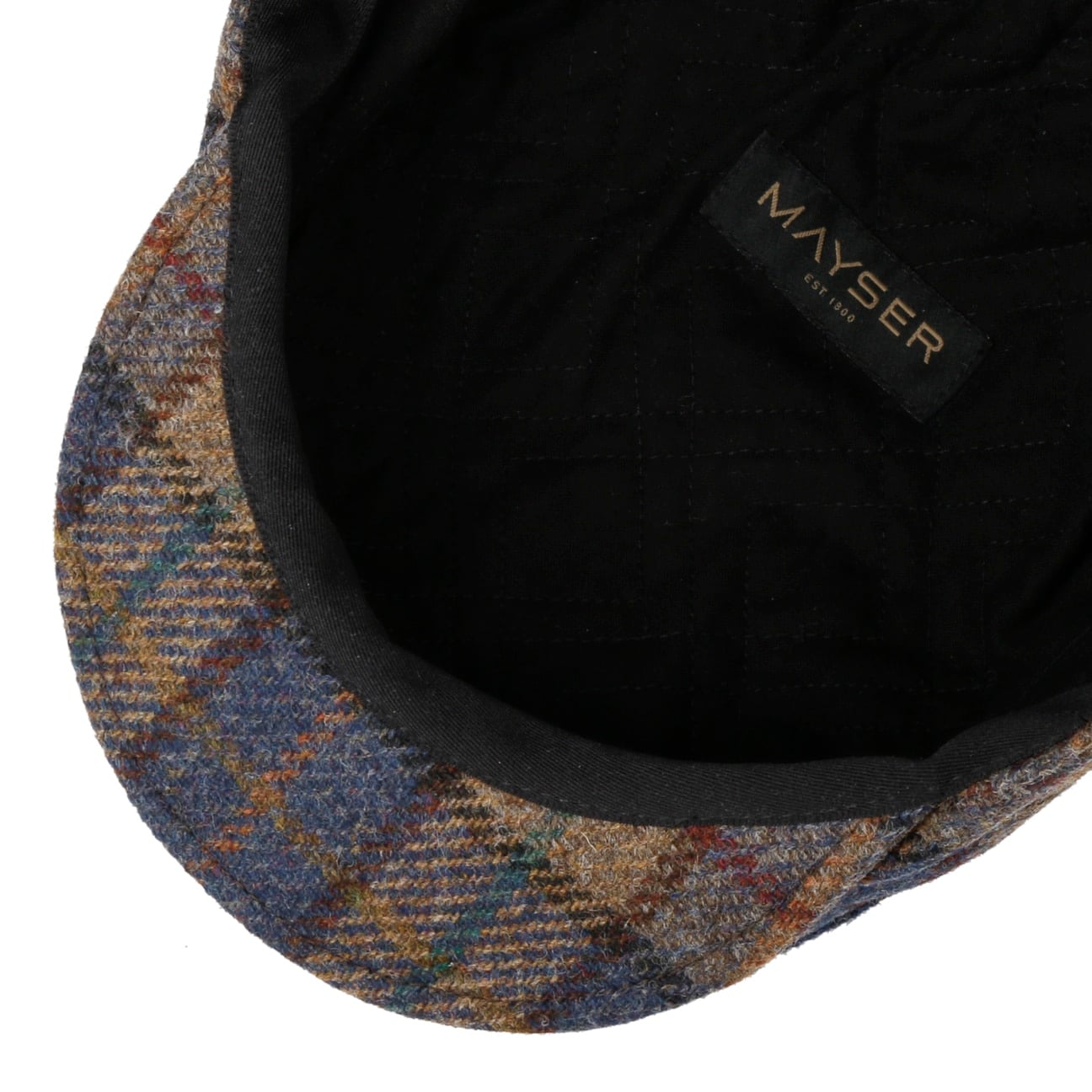 Frankie Soft Check Shetland Flat Cap blau-beige 4