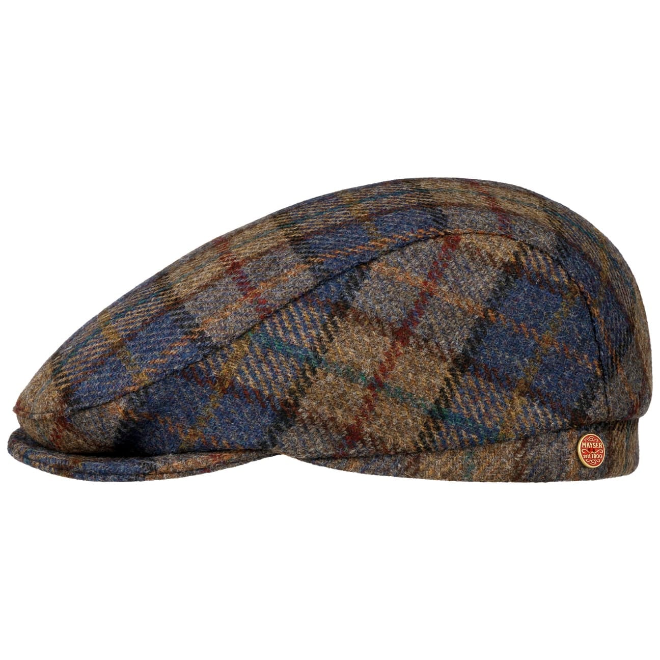 Frankie Soft Check Shetland Flat Cap blau-beige 2