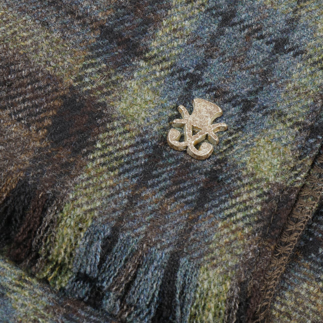 Écharpe à carreaux en laine Marzio Zechbauer taupe 2