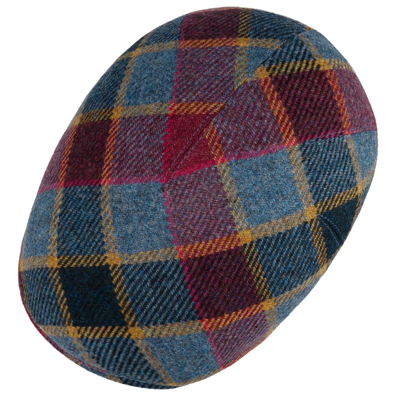 Sidney Big Colour Check Flat Cap blau 3