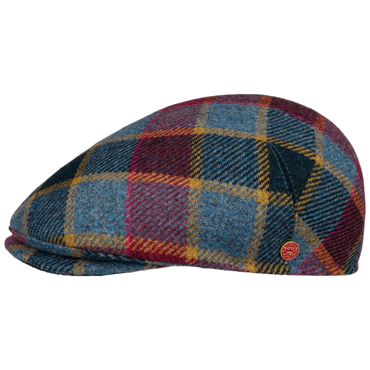 Sidney Big Colour Check Flat Cap blau 2