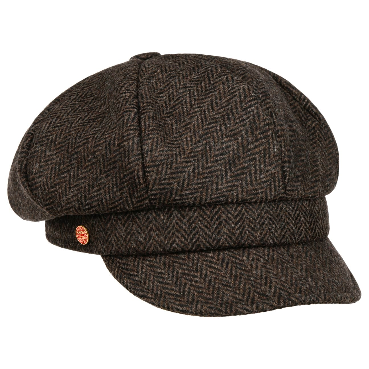 Berretto Newsboy Cia Classic Herringbone dunkelbraun 1