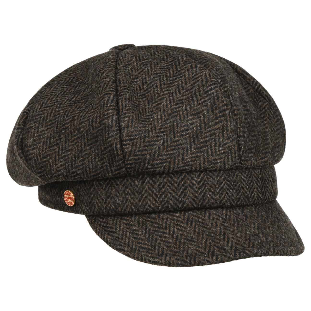 Cia Classic Herringbone Newsboy Cap dunkelbraun 1