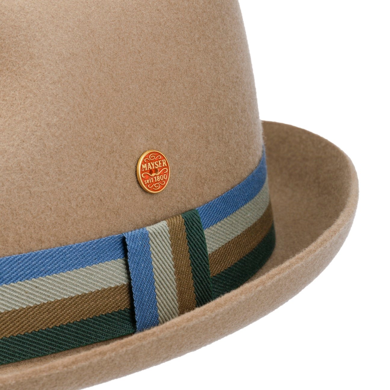 Samu Striped Band Pork Pie Wollhut beige 5
