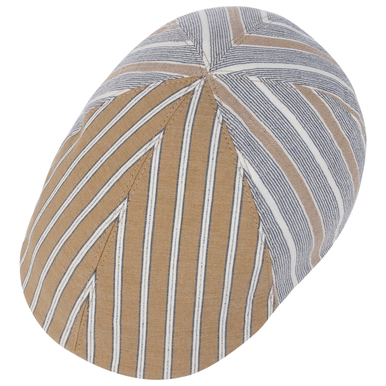 Paddy Two Stripes Flat Cap i Bomull beige 2