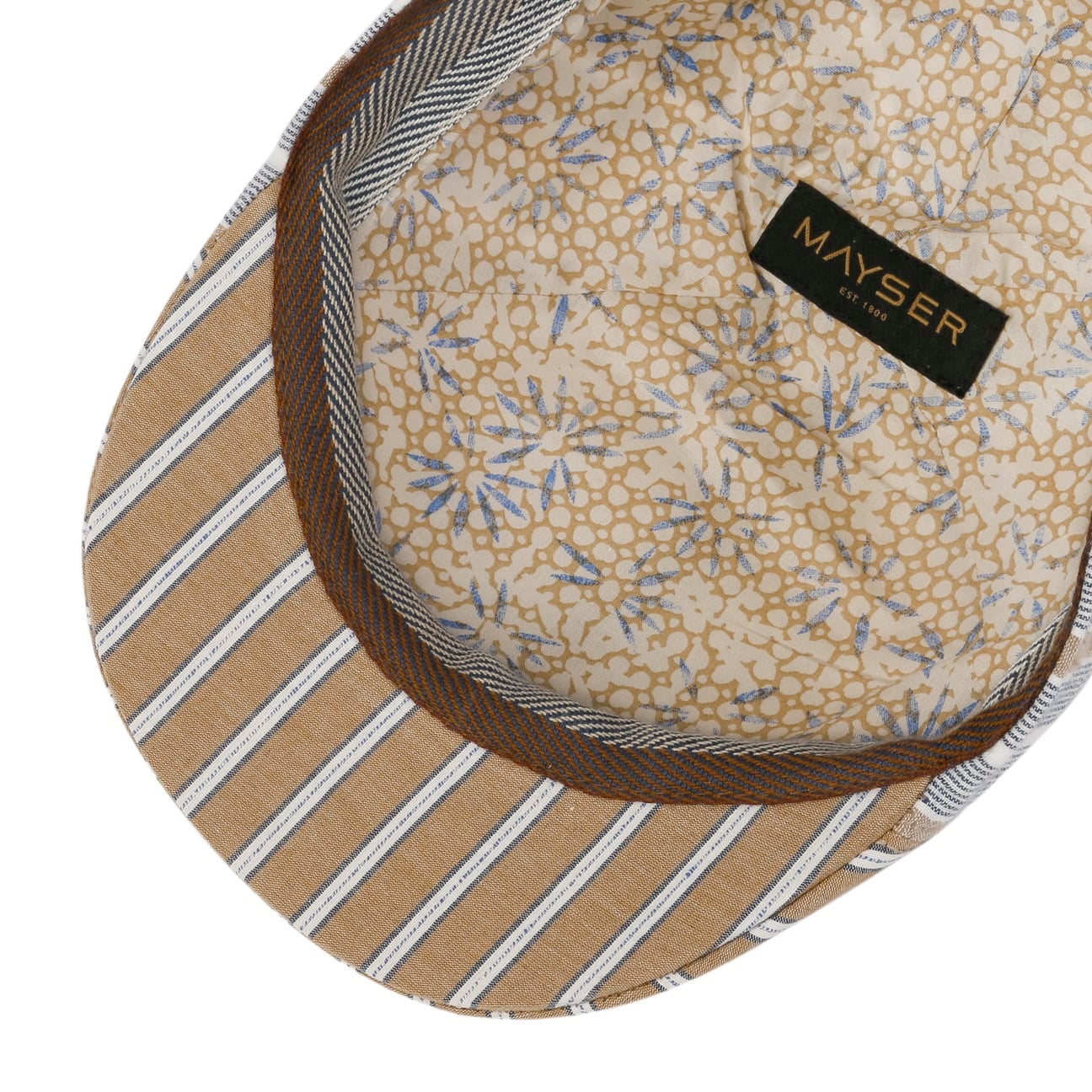 Paddy Two Stripes Flat Cap i Bomull beige 3