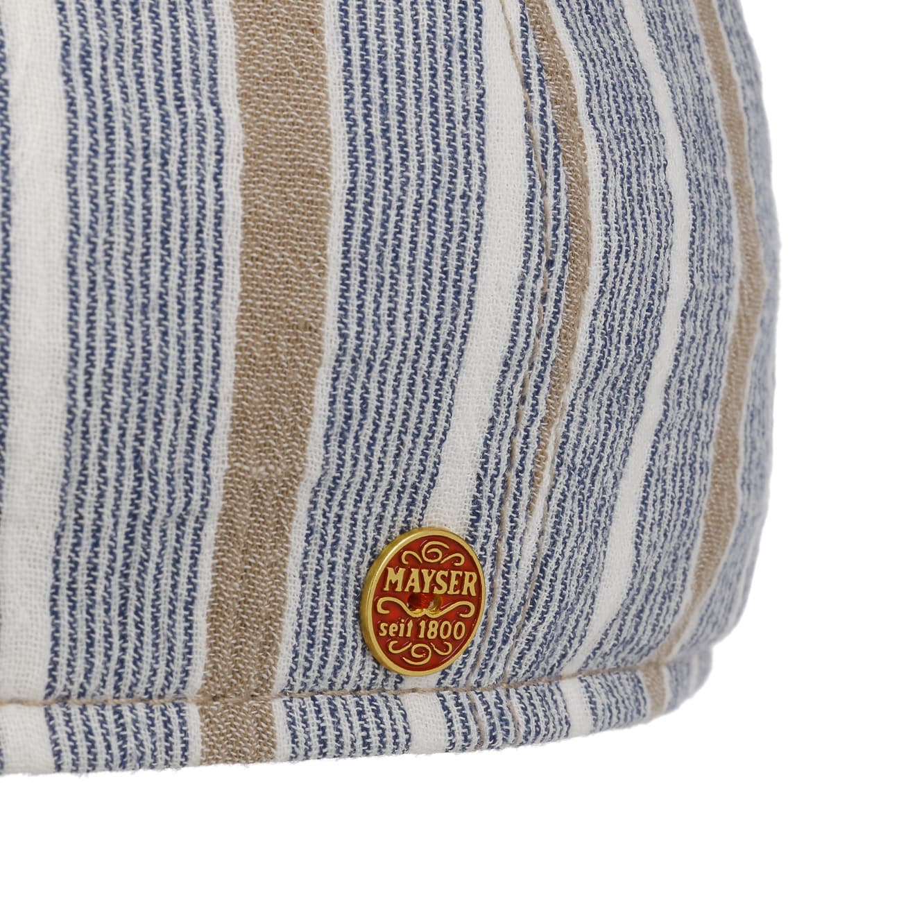Paddy Two Stripes Flat Cap i Bomull beige 4