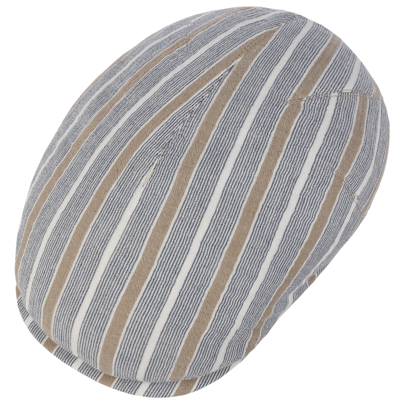 Sidney Stripes Cotton Flatcap blau-beige 2