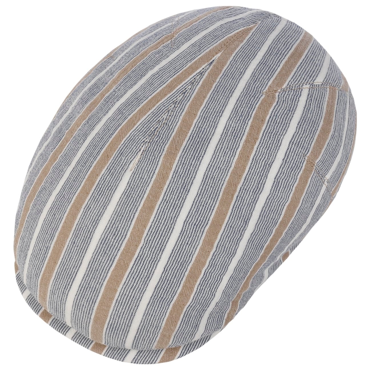 Sidney Stripes Flat Cap i Bomull blau-beige 2