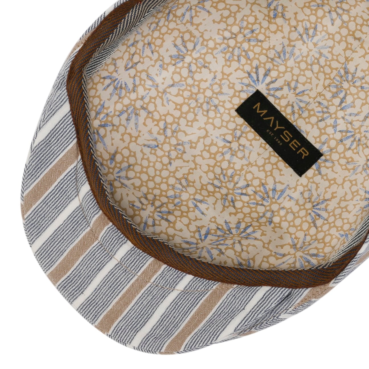 Sidney Stripes Flat Cap i Bomull blau-beige 3