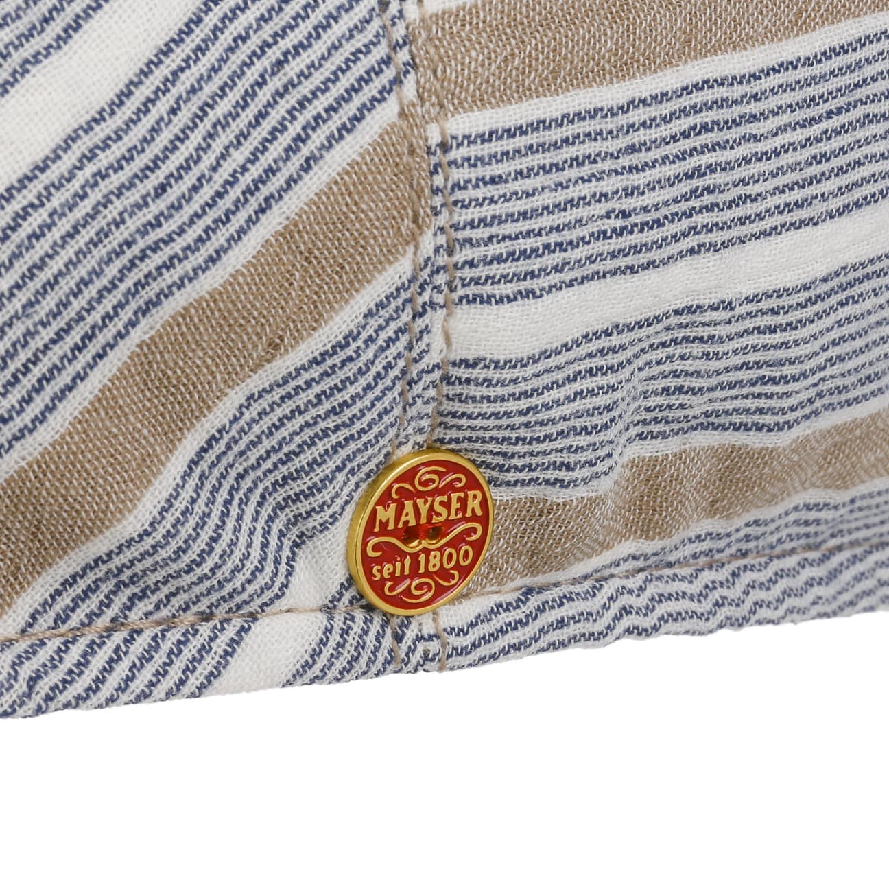 Sidney Stripes Flat Cap i Bomull blau-beige 4