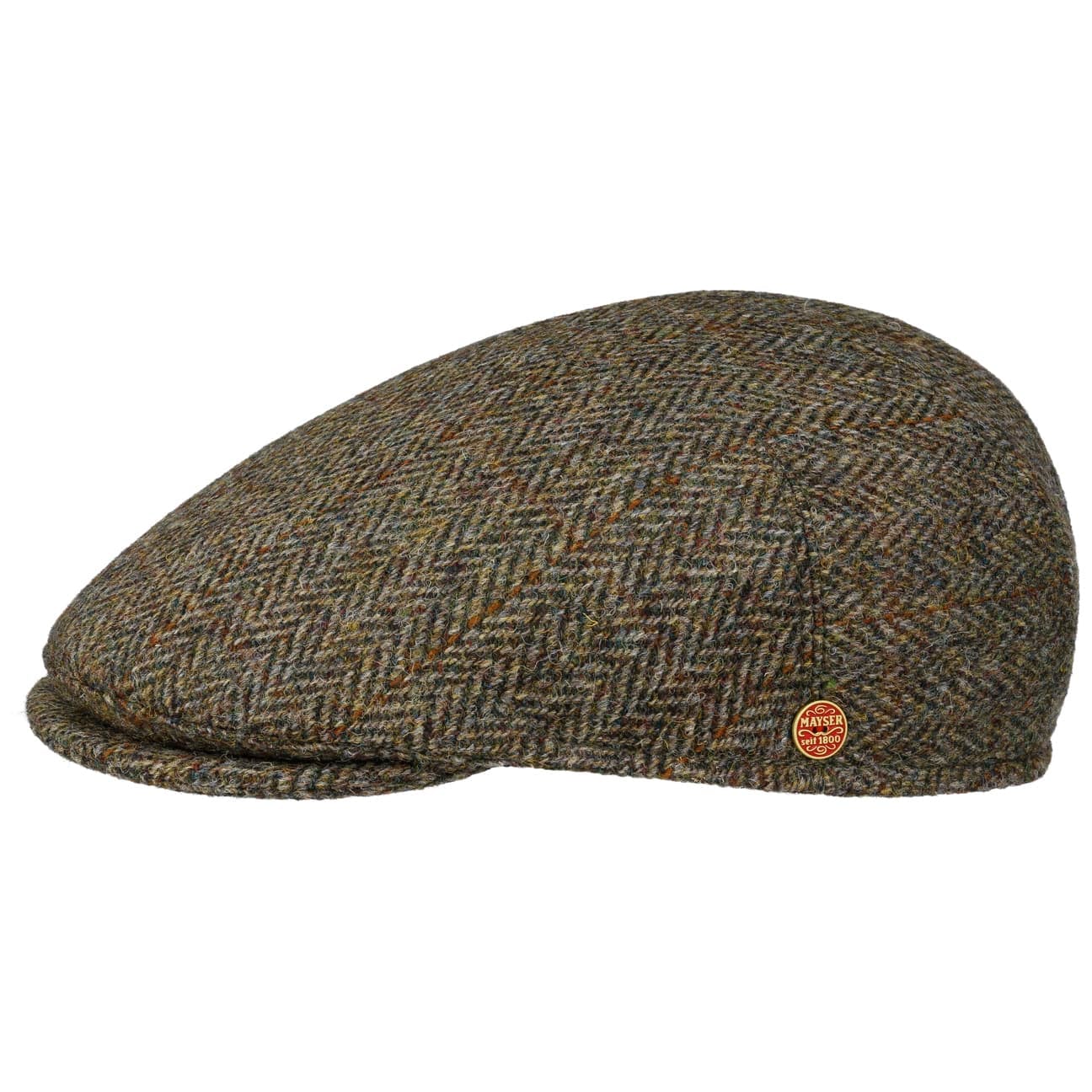 Sidney Plus Harris Tweed Flat Cap braun-oliv 6