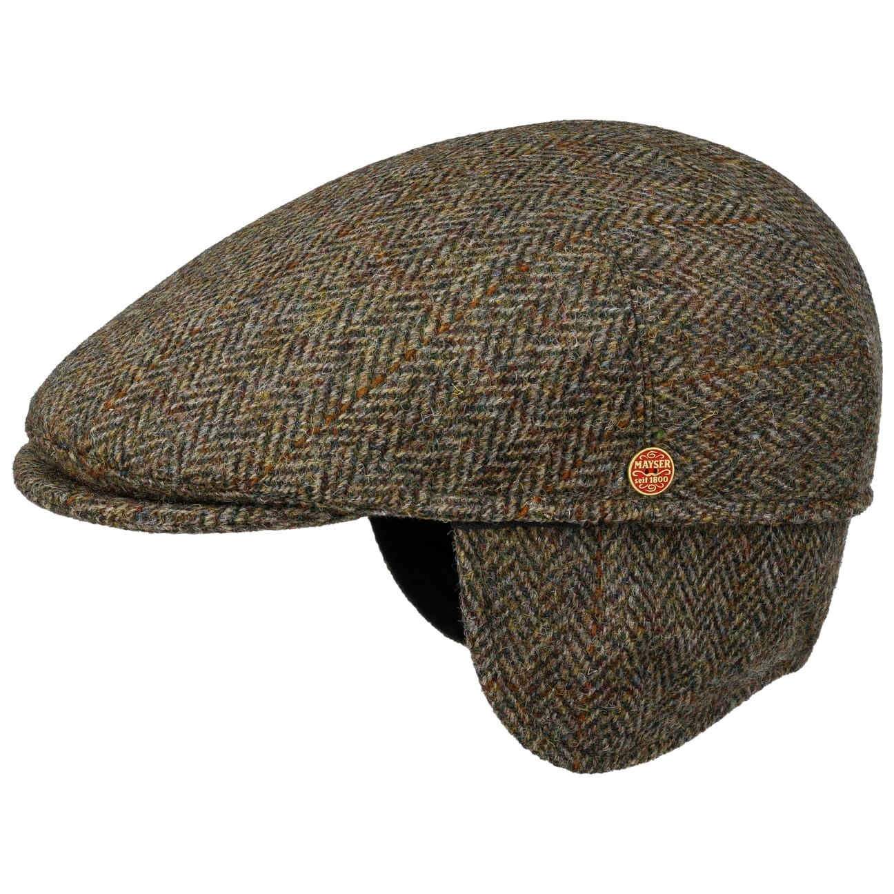 Sidney Plus Harris Tweed Flat Cap braun-oliv 1