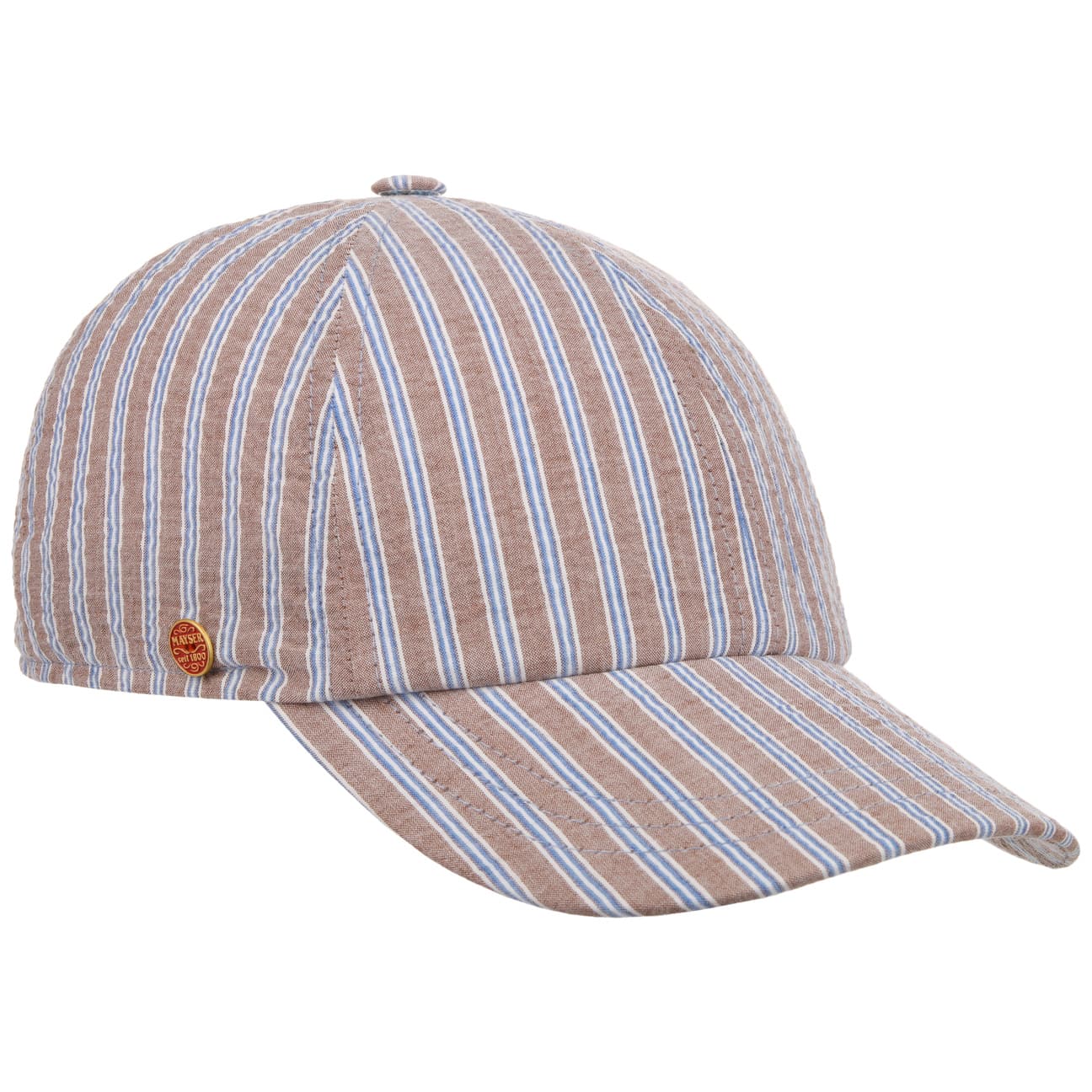 Rosie Seersucker Stripes Cap hellbraun 1
