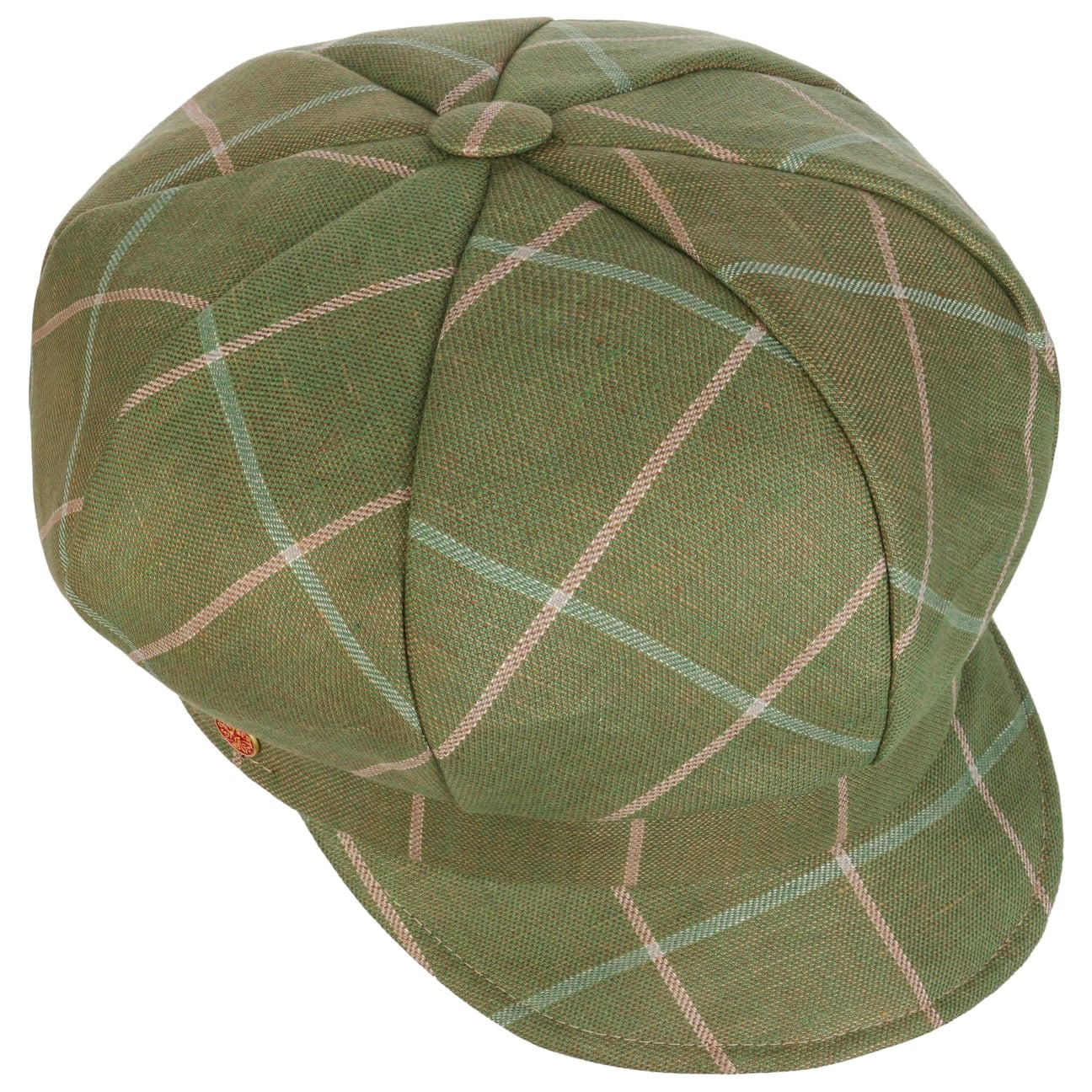 Anja Check Linen Newsboy Cap grün 6
