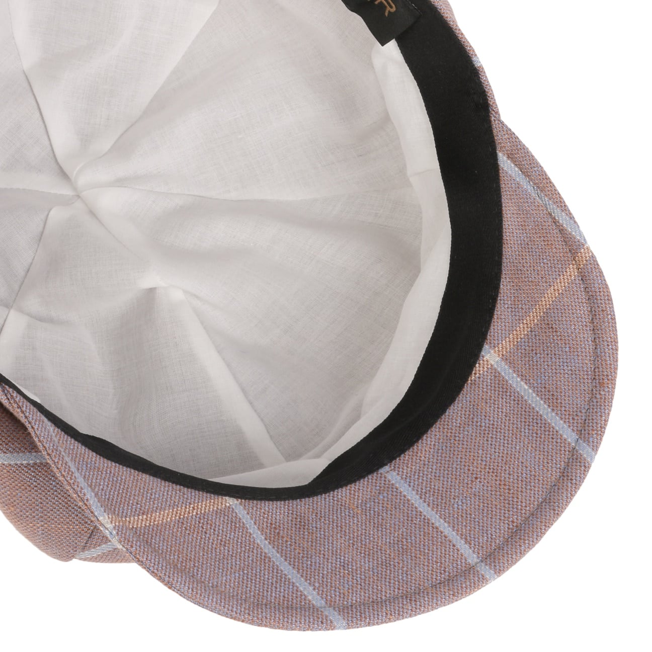 Anja Check Linen Newsboy Cap beige 3