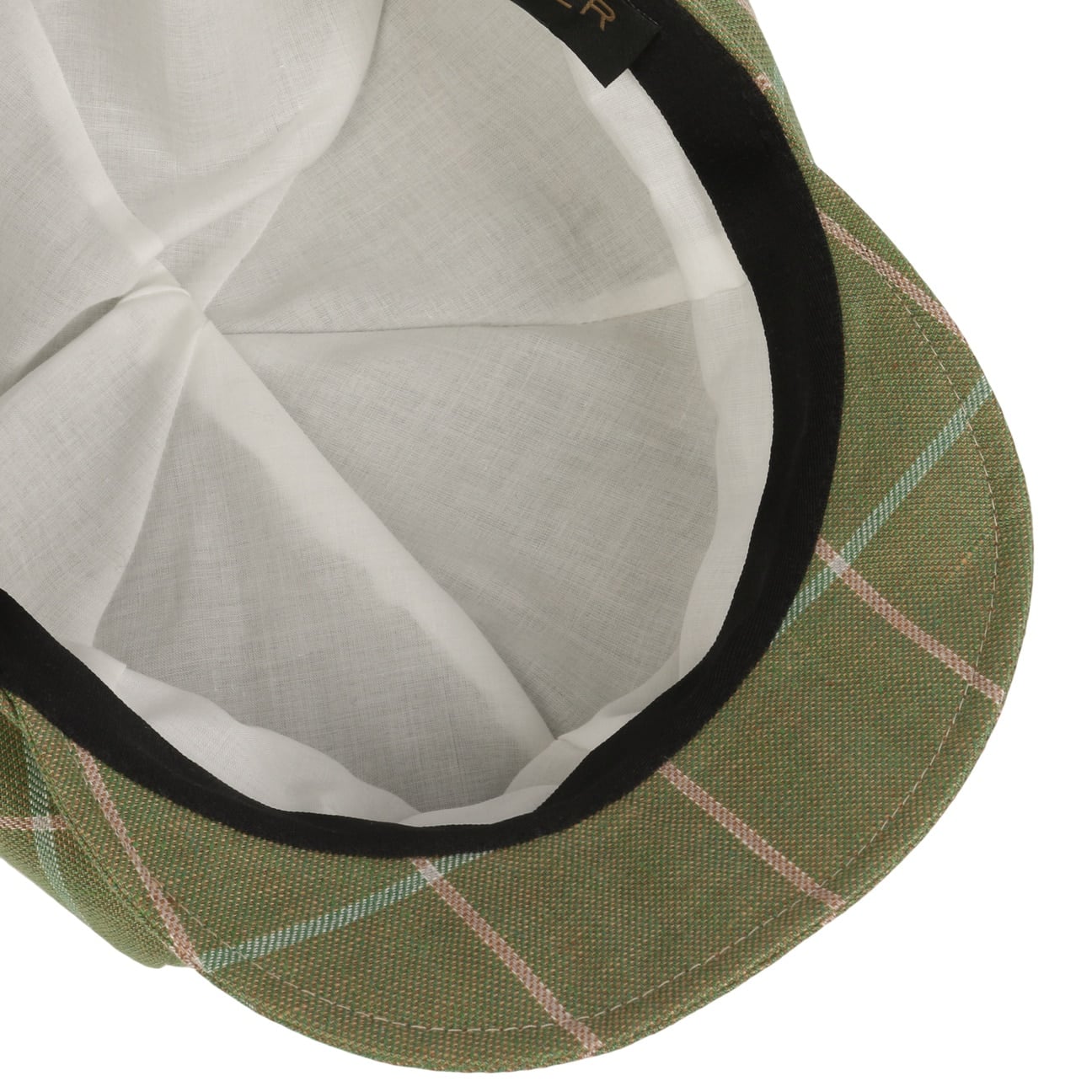 Anja Check Linen Newsboy Cap grün 7