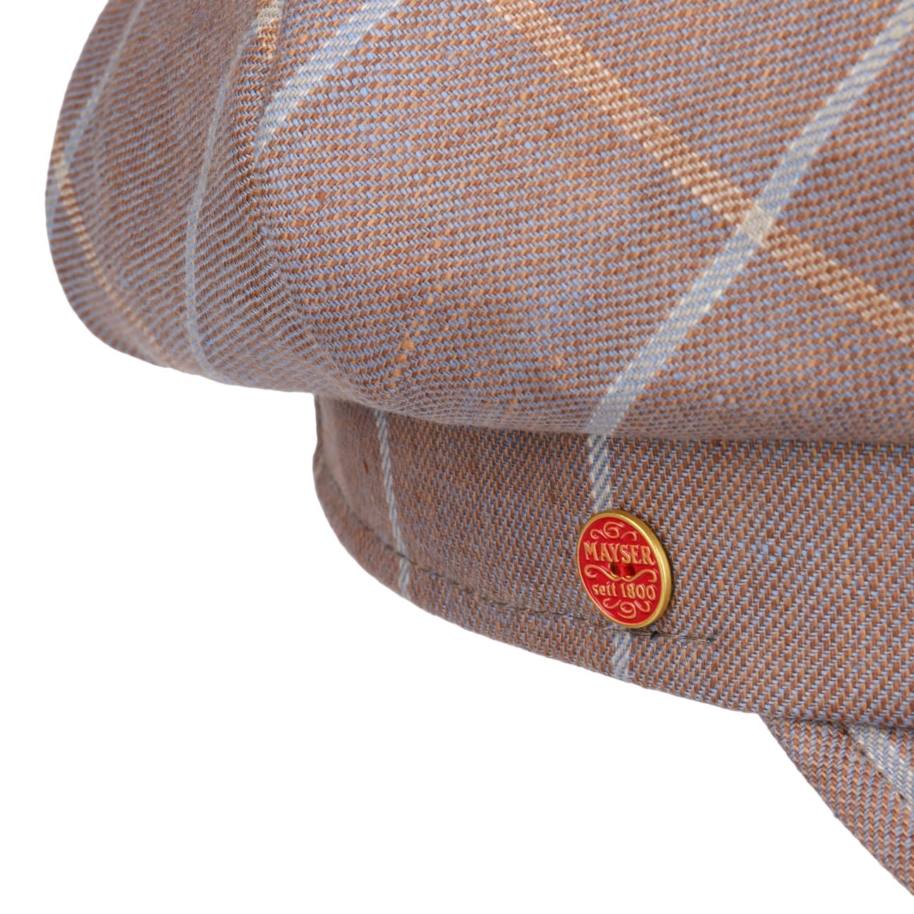 Anja Check Linen Newsboy Cap beige 4