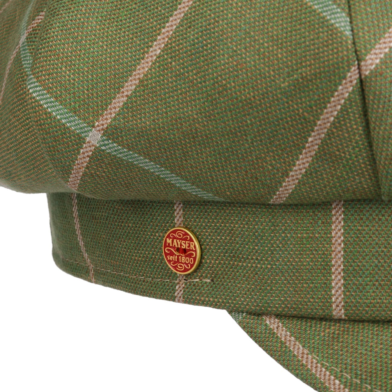 Anja Check Linen Newsboy Cap grün 8