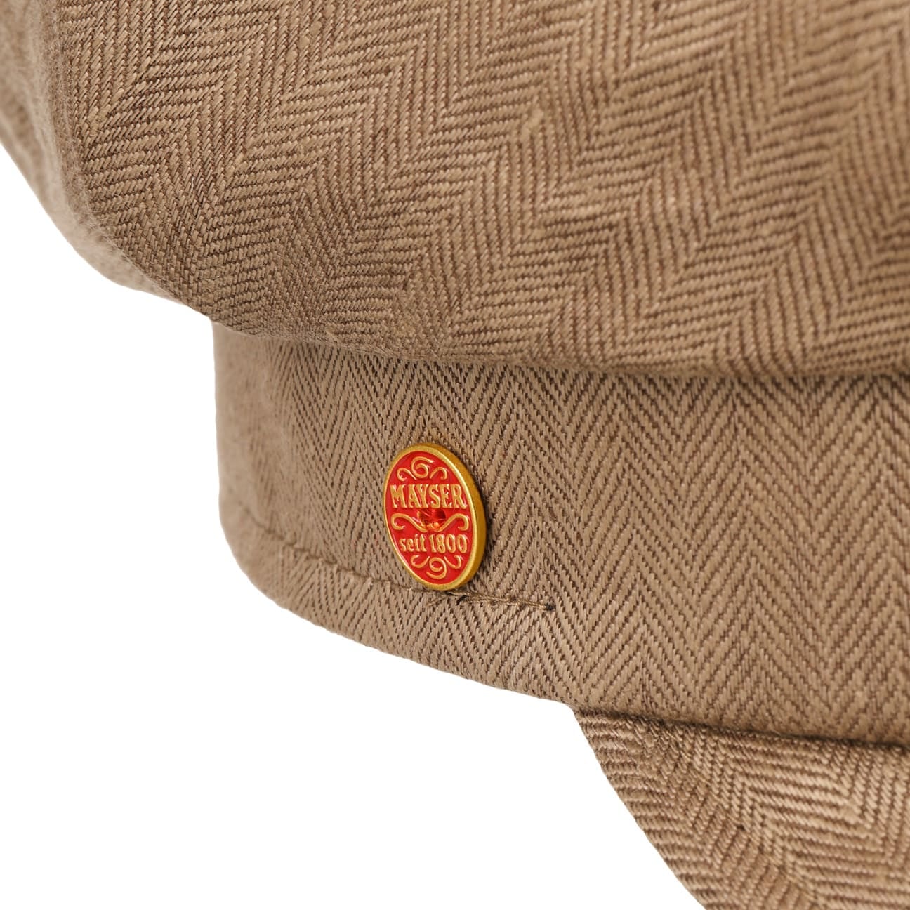 Anja Herringbone Leinen Ballonmütze beige 4