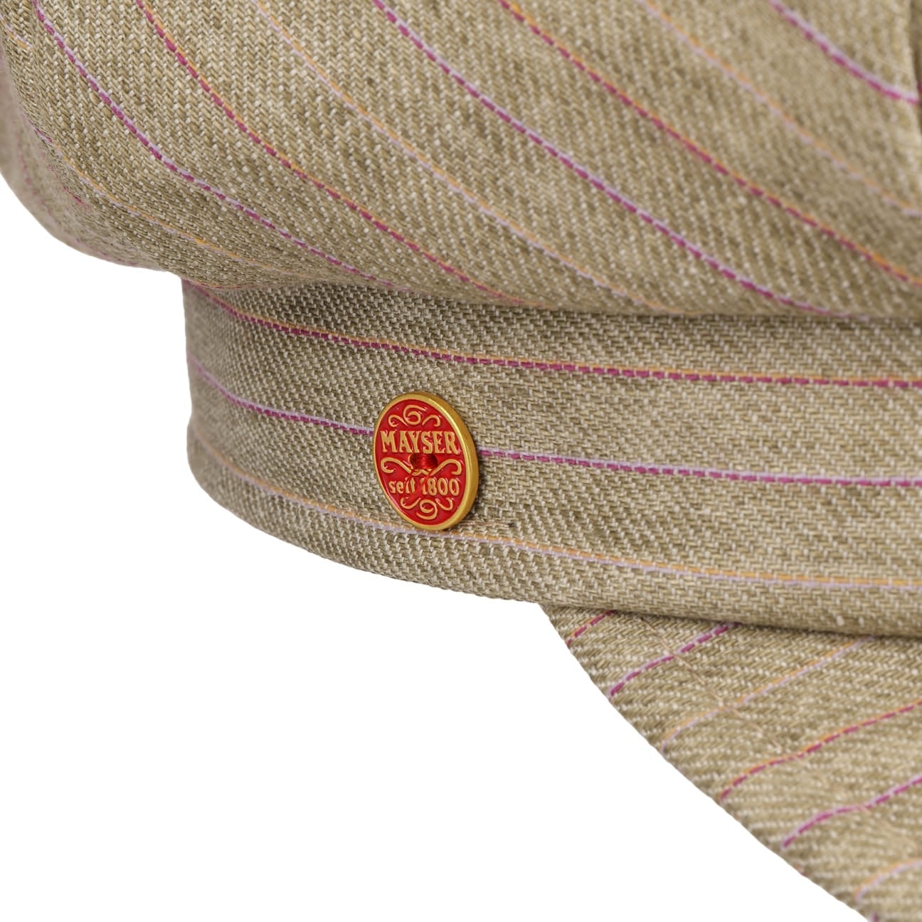 Anja Stripes Leinen Ballonmütze hellbeige 4