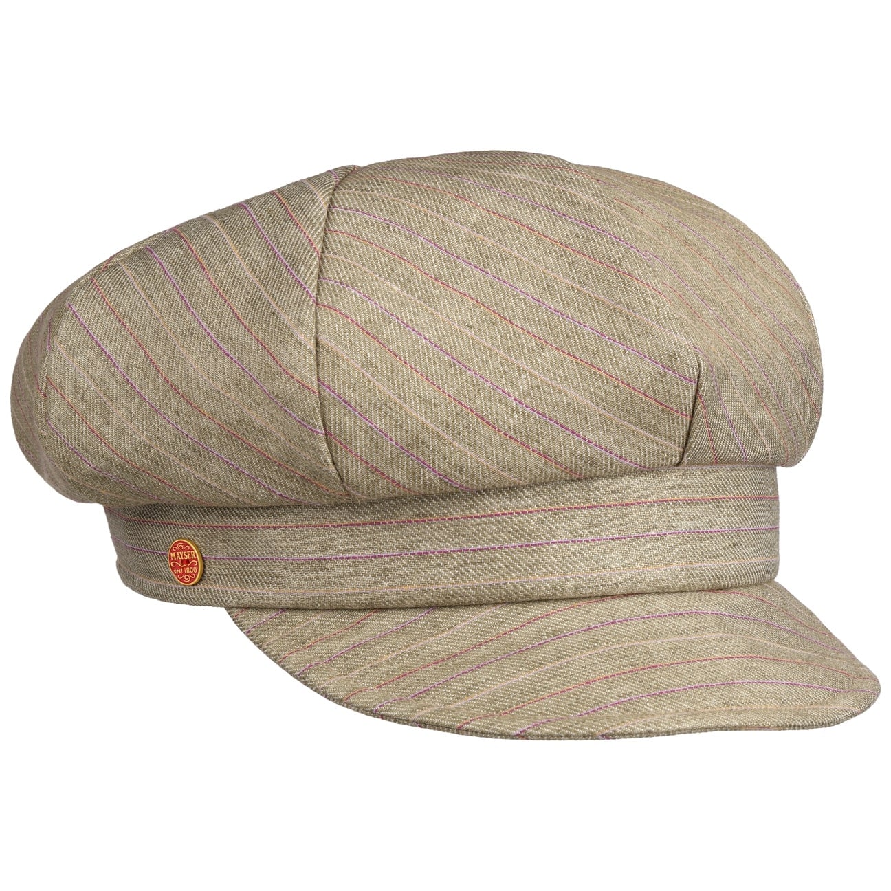 Anja Stripes Leinen Ballonmütze hellbeige 1