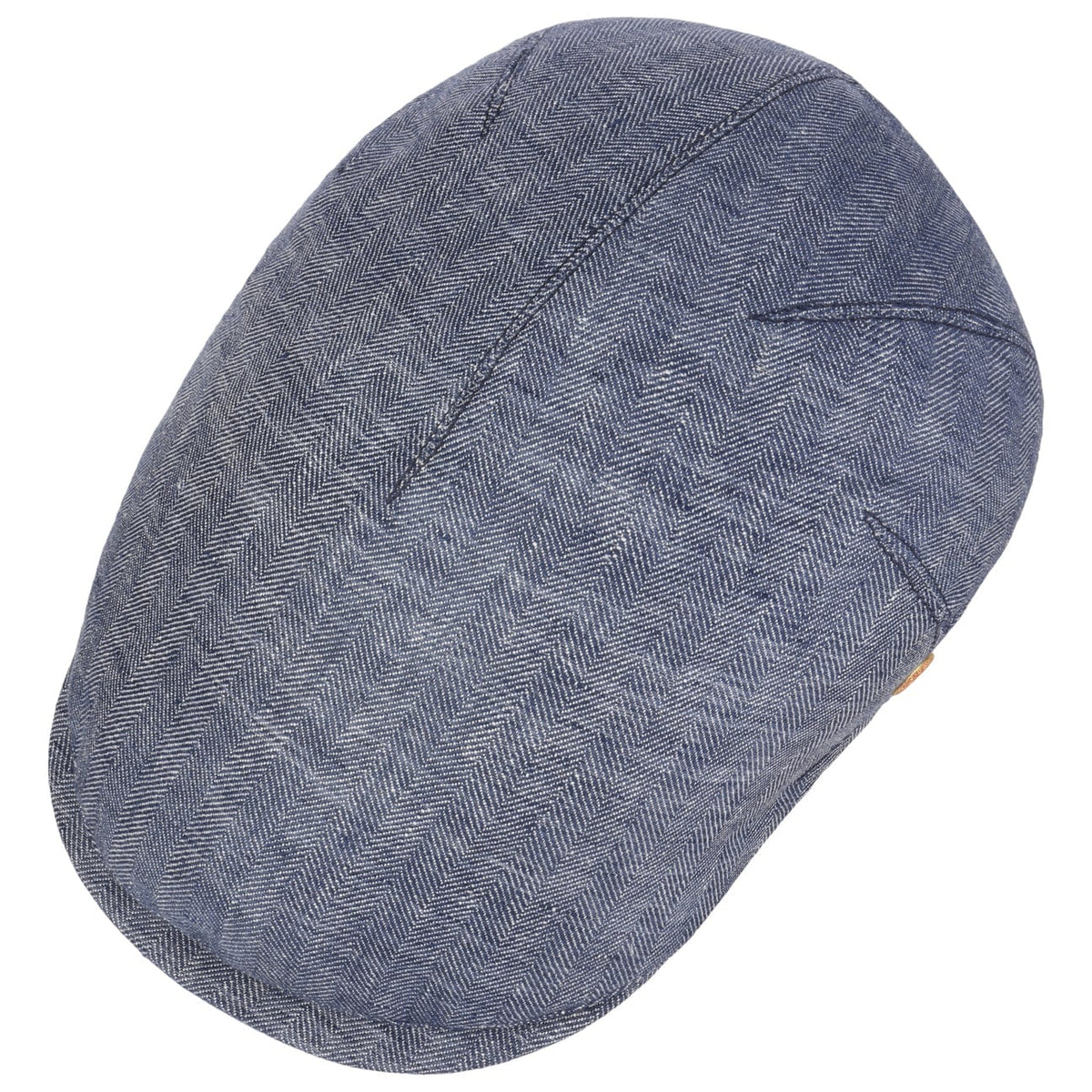 Sidney Herringbone Linne Flat Cap blau 2