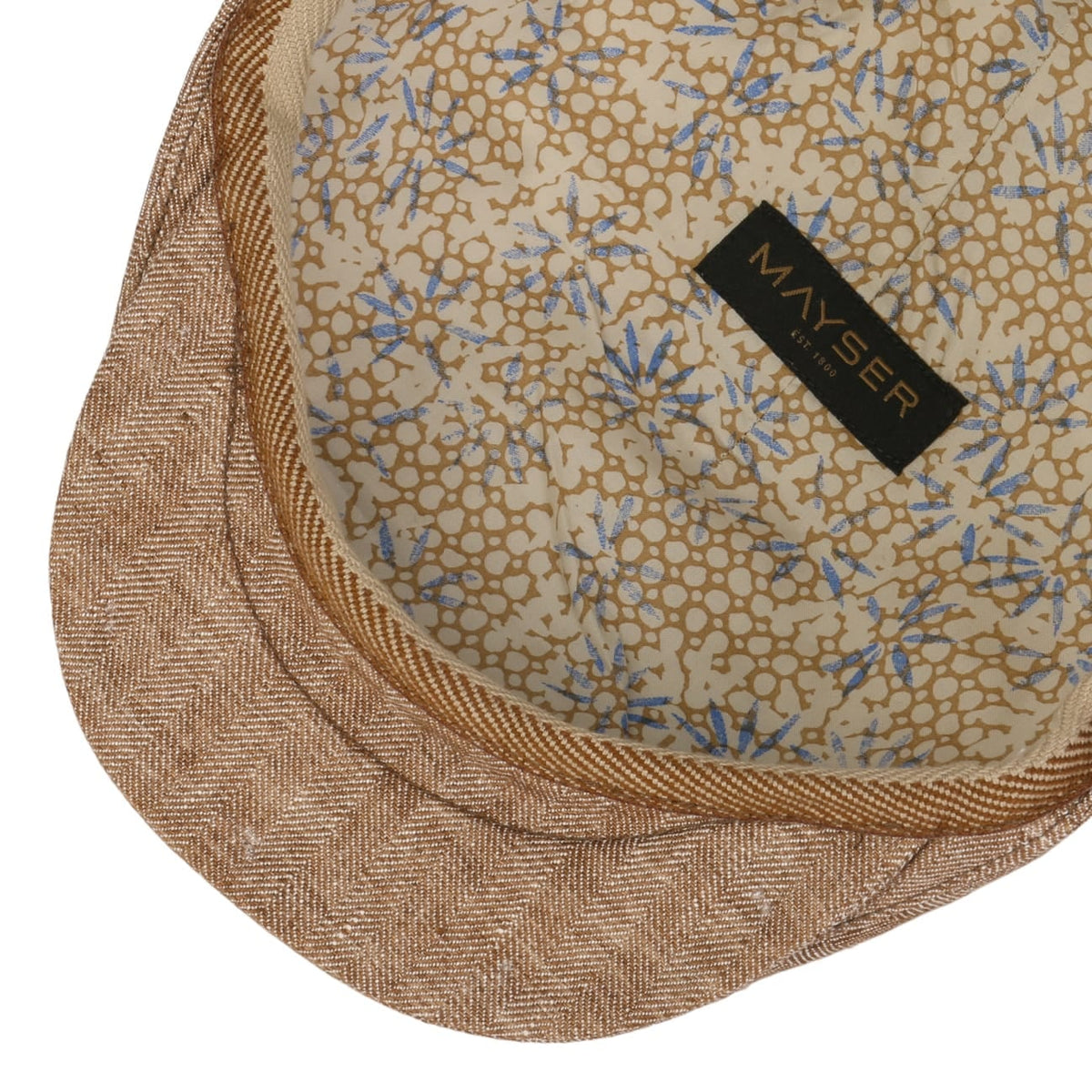 Sidney Herringbone Linne Flat Cap hellbraun 7