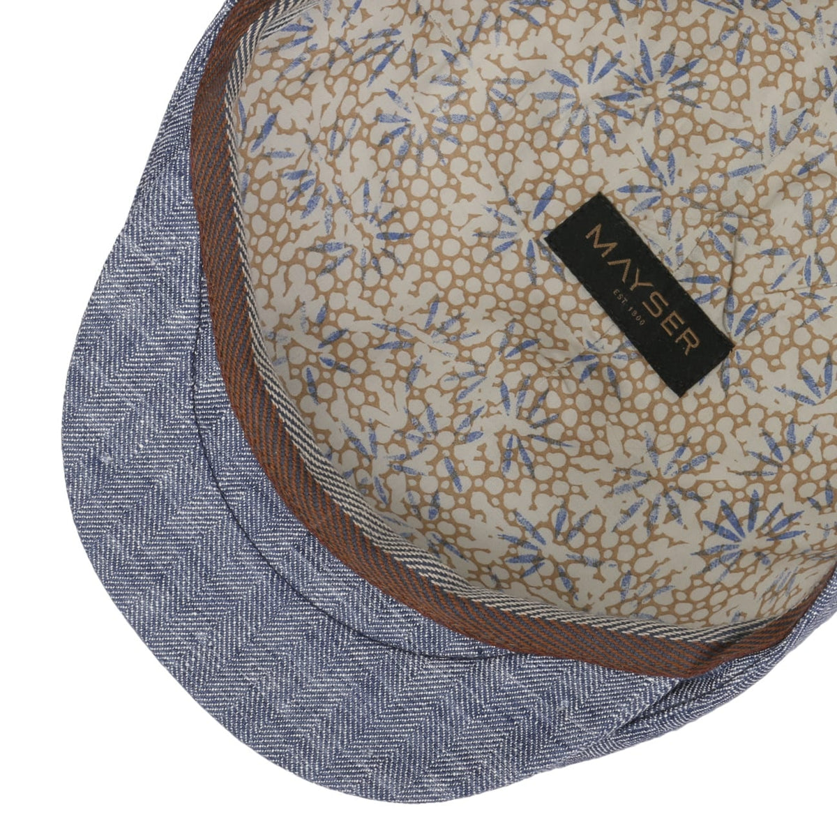 Sidney Herringbone Linne Flat Cap blau 3