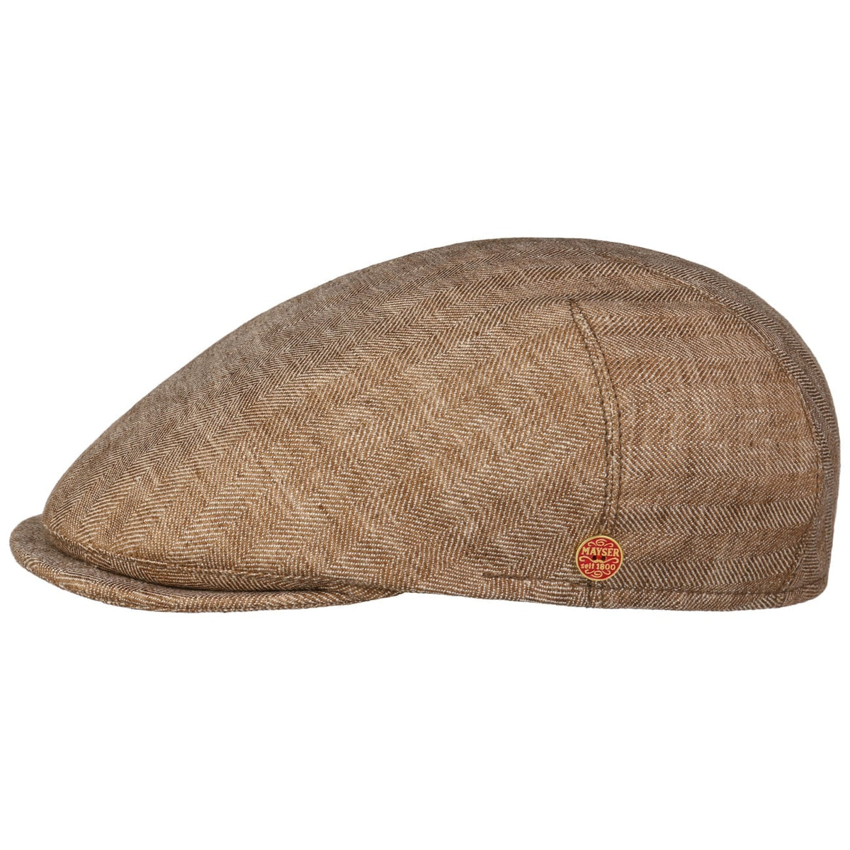 Sidney Herringbone Linne Flat Cap hellbraun 5