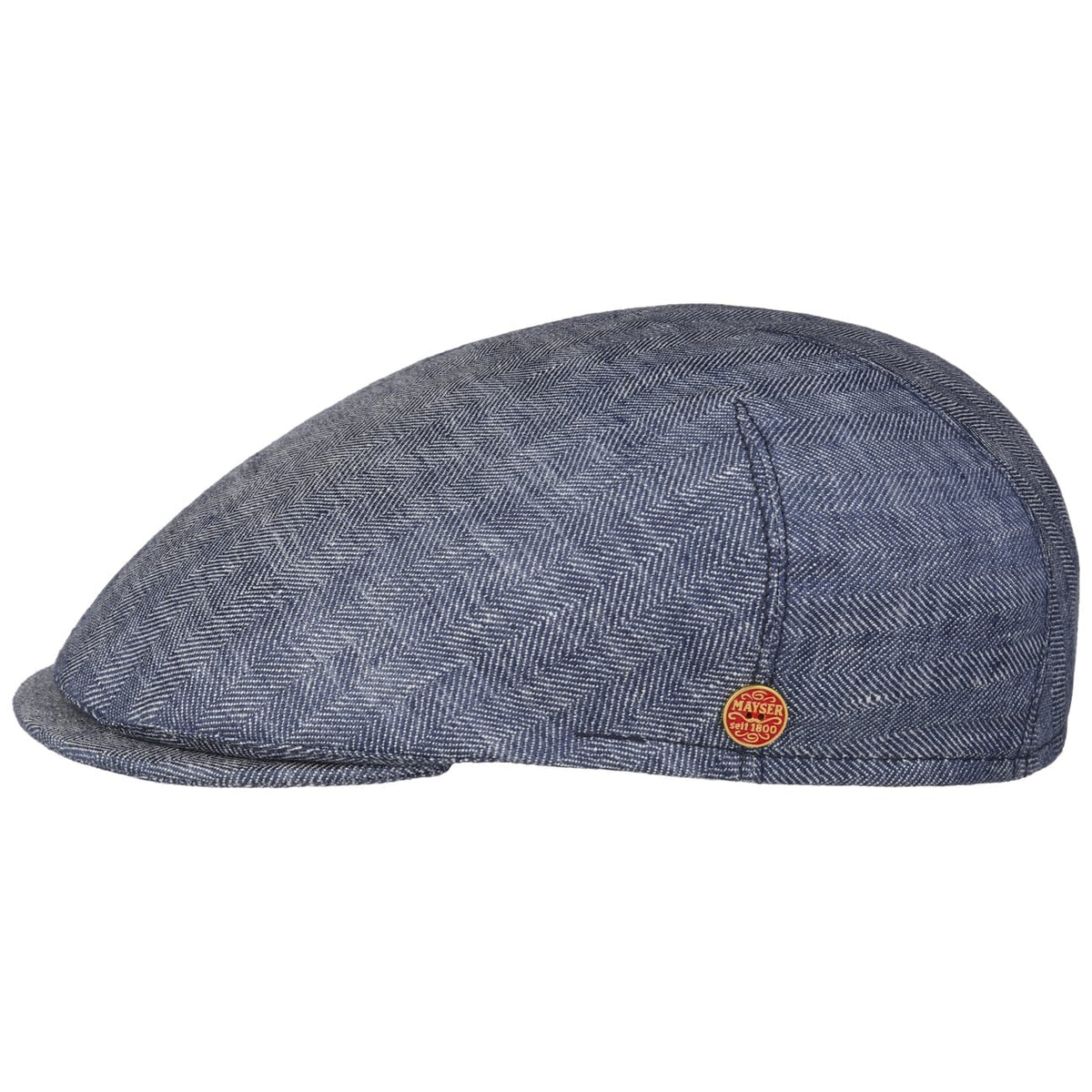 Sidney Herringbone Linne Flat Cap blau 1