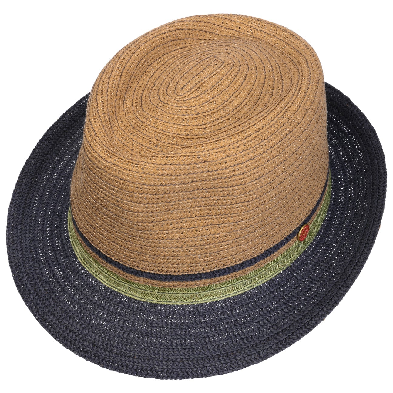 Tricolour Straw Trilby Hat natur-blau 2