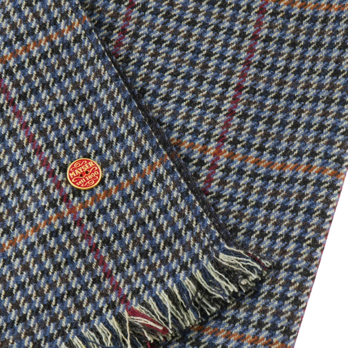 British Houndstooth Wollschal blau 5
