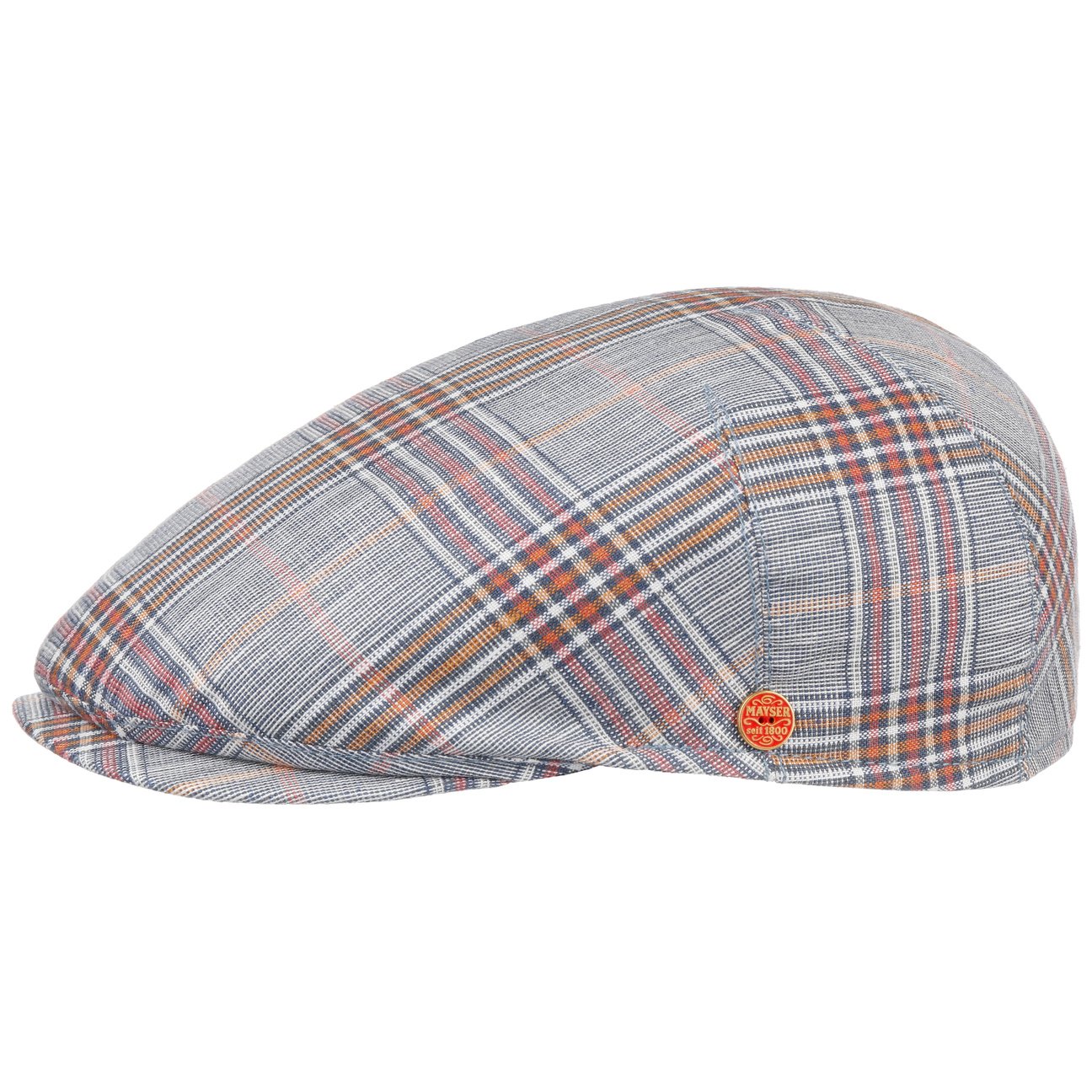 Sidney Superior Linen Check Flat Cap blau 