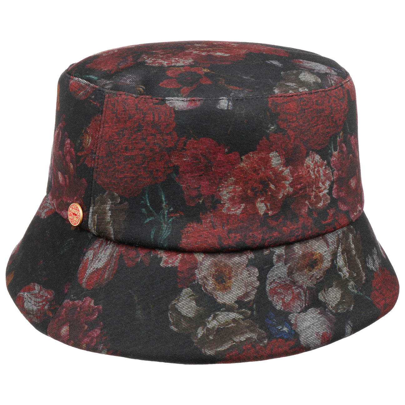 Maite Flower Bucket Stoffhut schwarz-bordeaux 