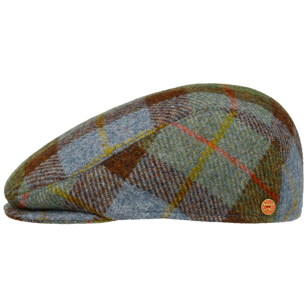Casquette plate en tweed Erik Harris grün-blau 