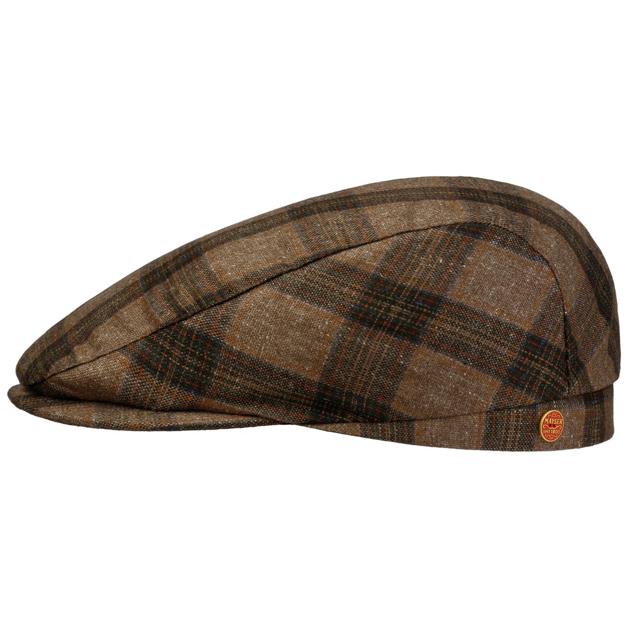Frankie Silk Check Flat Cap braun 