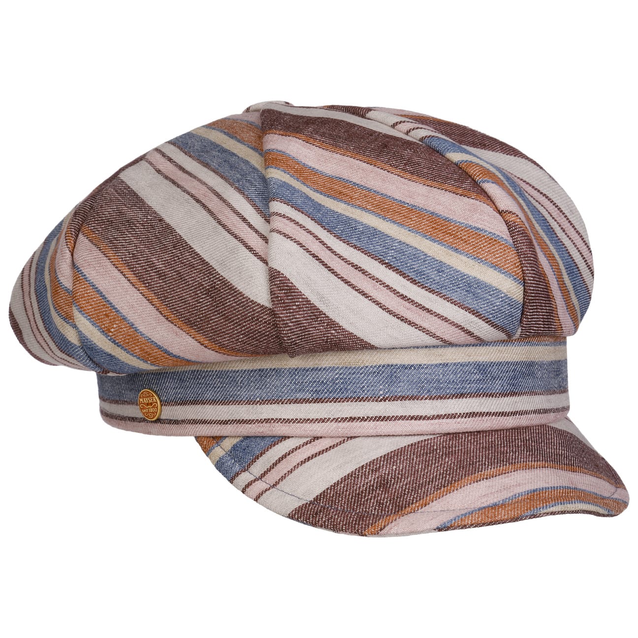 Anja Multicolor Stripes tidningspojkekeps braun 10