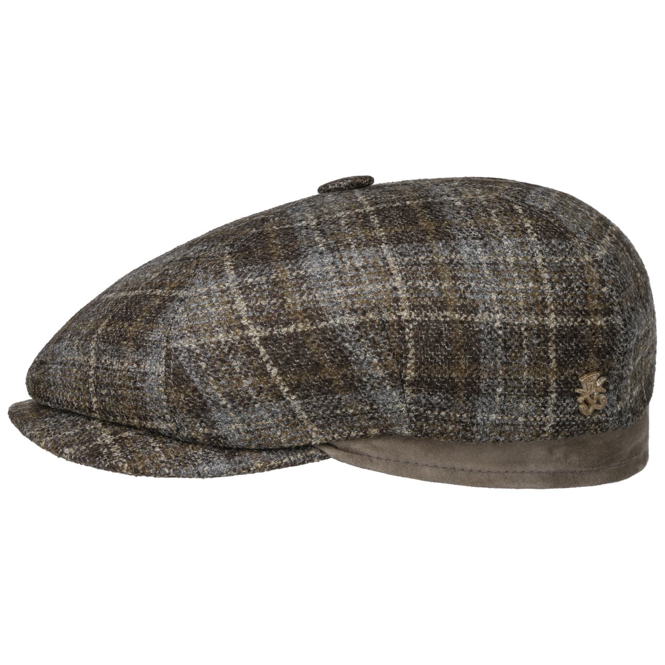 Casquette Plate à Carreaux en Laine Emil Zechbauer braun 