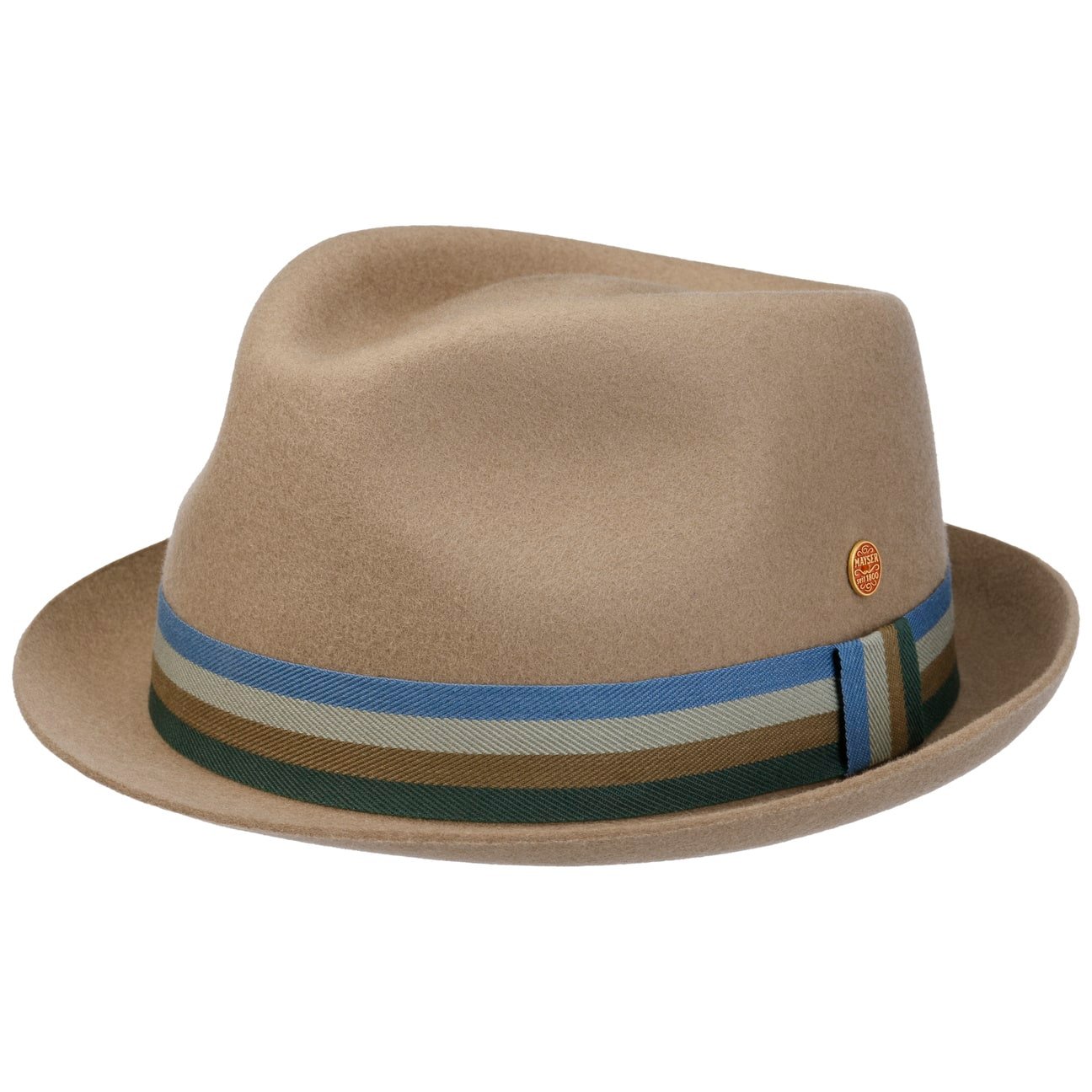 Samu Striped Band Pork Pie Wollhut beige 