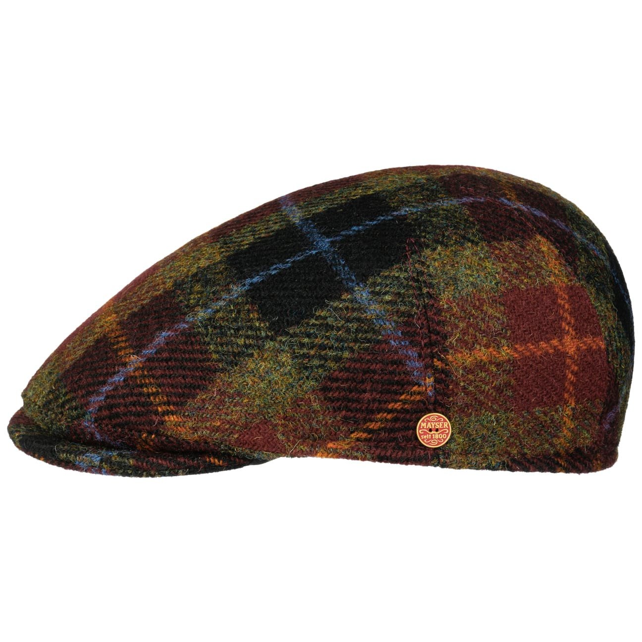 Casquette plate en tweed Sidney Harris bordeaux 