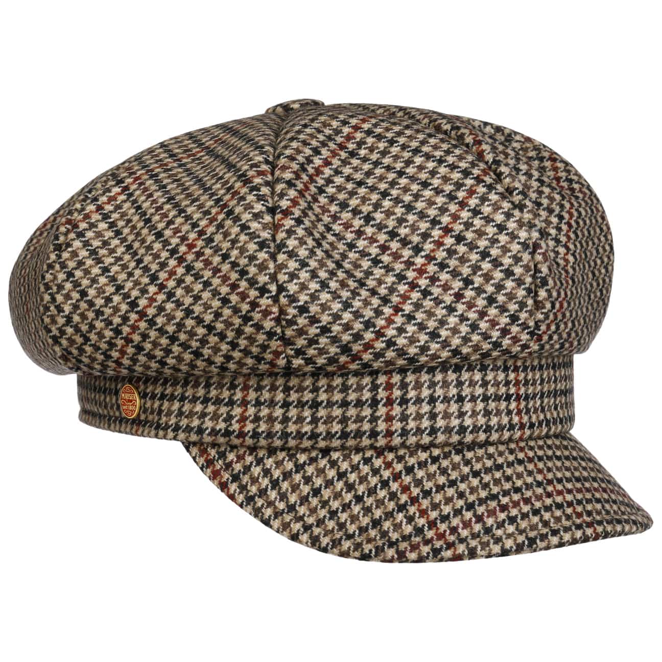 Camilla British Houndstooth Ballonmütze beige 