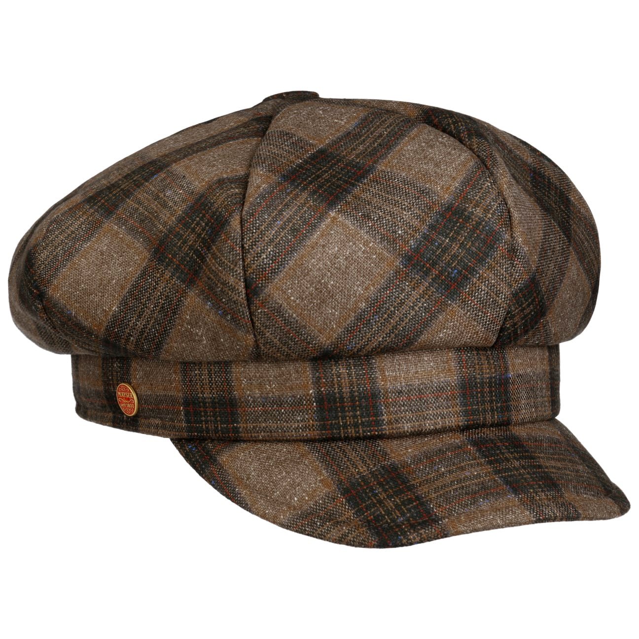 Camilla Silk Check Ballonmütze beige 