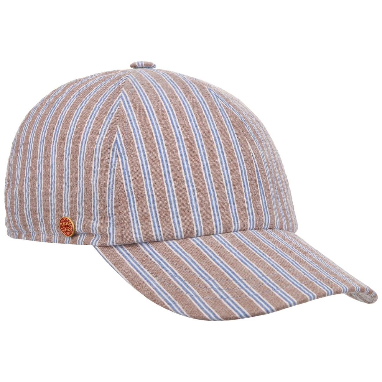 Rosie Seersucker Stripes Cap hellbraun 