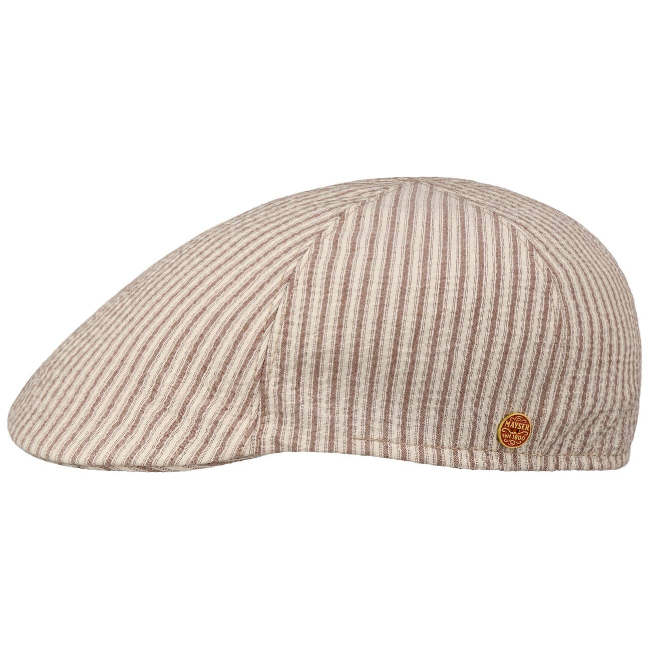 Cotton Summer Stripes Flatcap beige-braun 