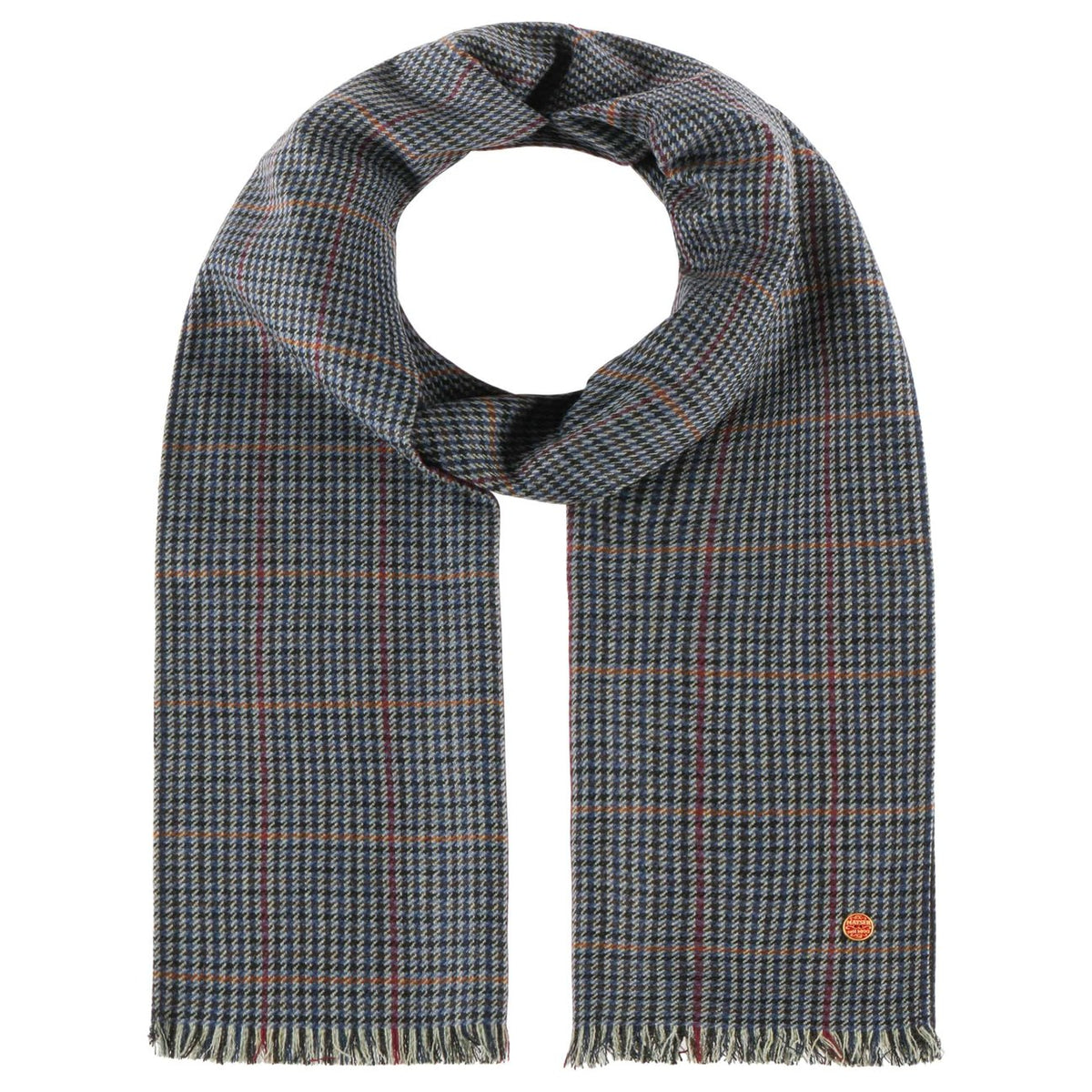 British Houndstooth Wollschal blau 4