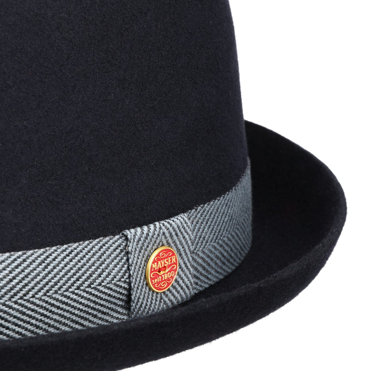 Gareth Herringbone Pork Pie Wollhut dunkelblau 3
