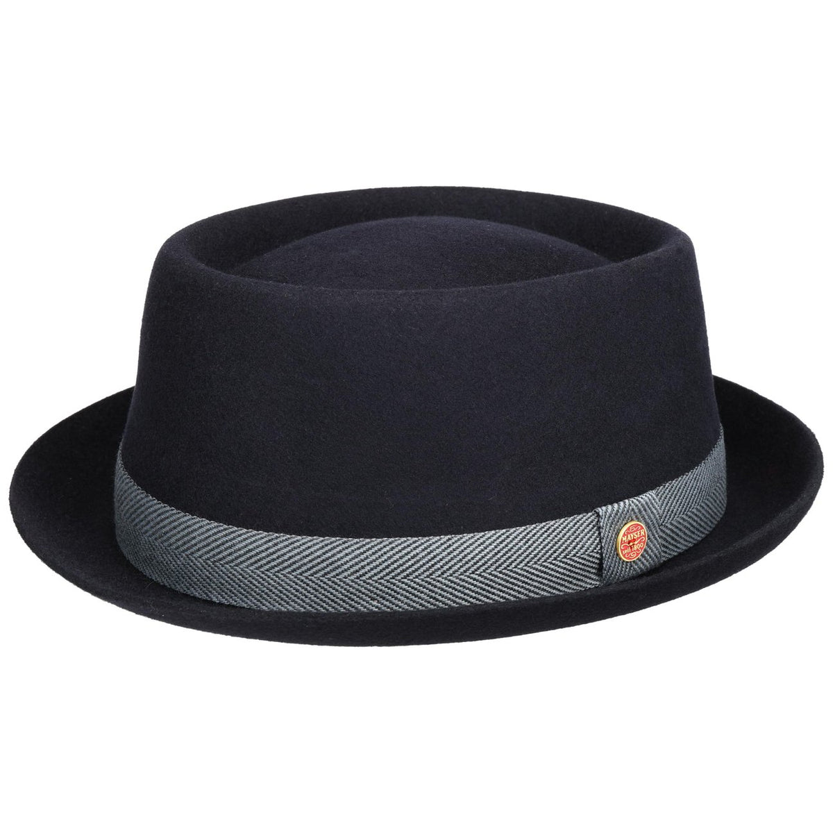 Gareth Herringbone Pork Pie Wollhut dunkelblau 1