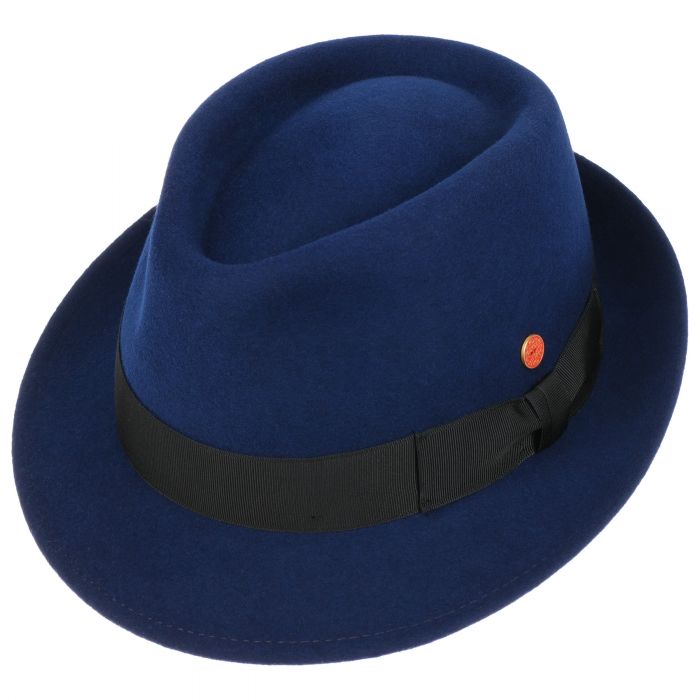 blue trilby hat